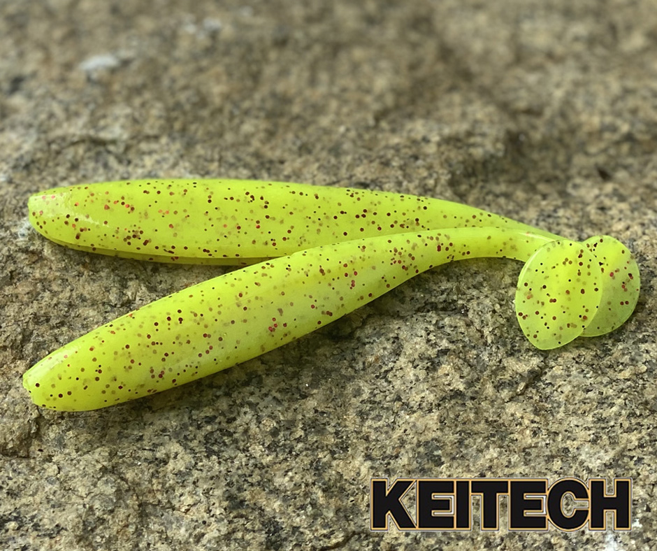 Obrázok produktu KEITECH Easy Shiner 3,5″- 8,8cm – Chartreuse Red Flake – 7ks/bal