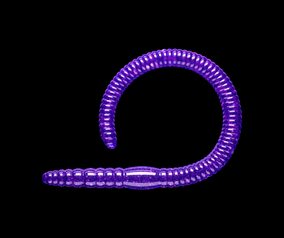 Obrázok produktu LIBRA LURES Flex Worm 95 – Purple with Glitter 020 (Cheese) – 10ks/bal
